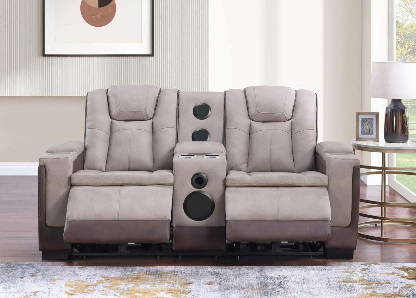Molly Power Reclining Loveseat - Brown Beige