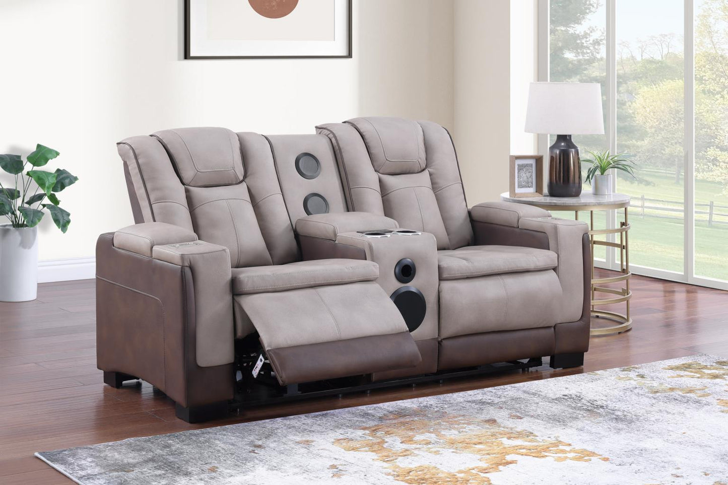 Molly Power Reclining Loveseat - Brown Beige