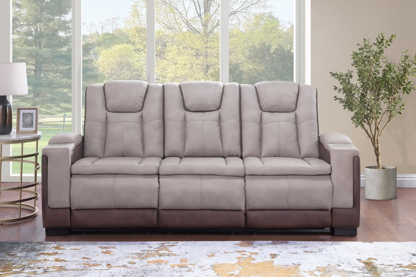 Molly Power Reclining Sofa - Brown Beige