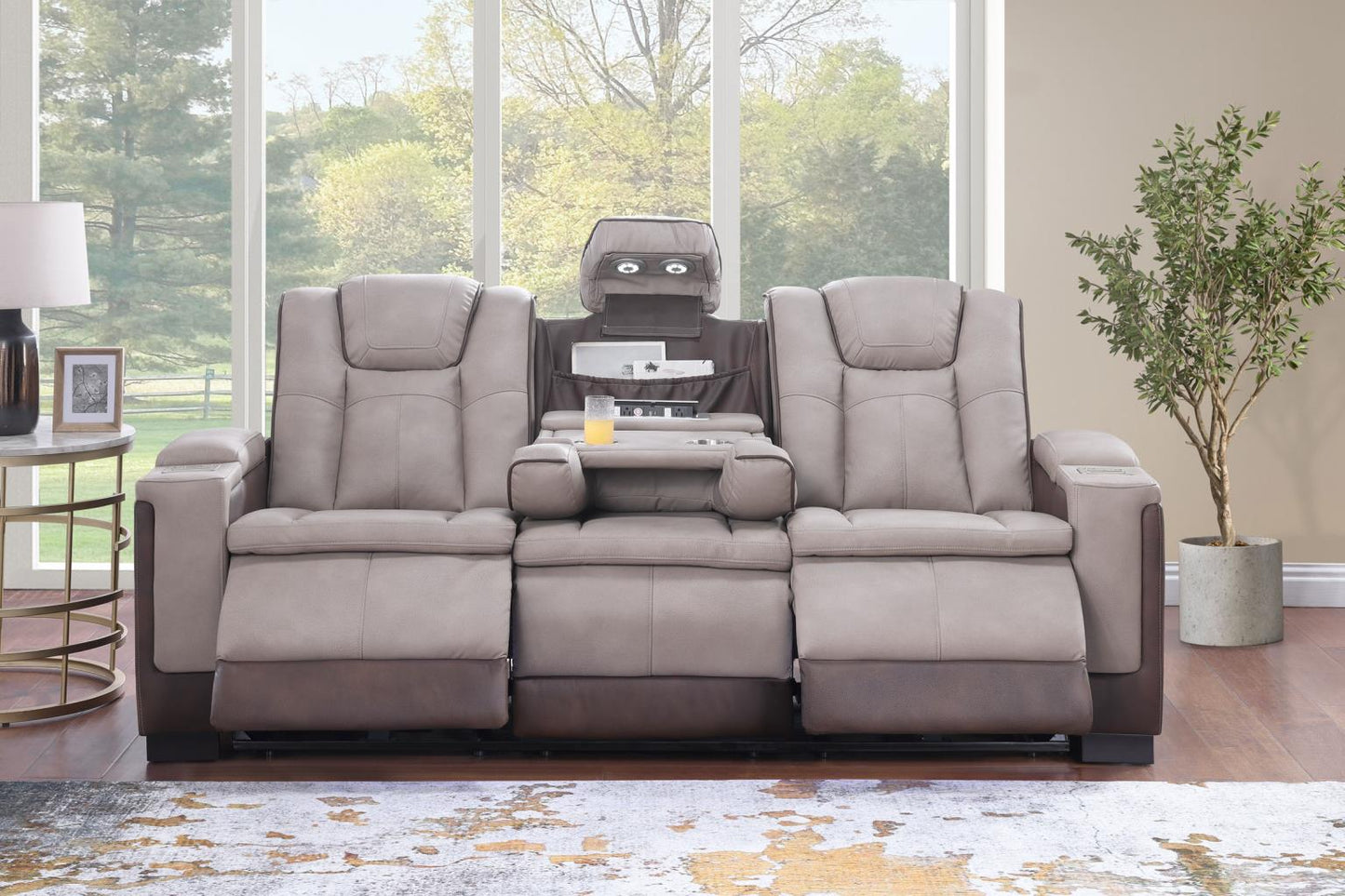 Molly Power Reclining Sofa - Brown Beige