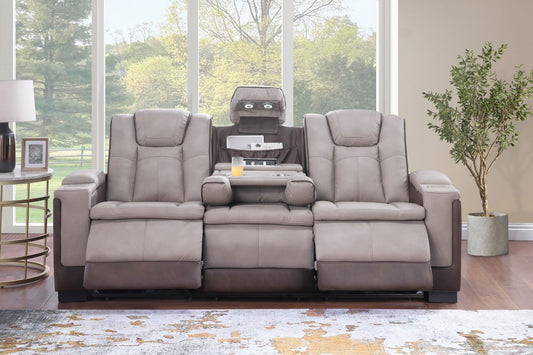 Molly Power Reclining Sofa - Brown Beige