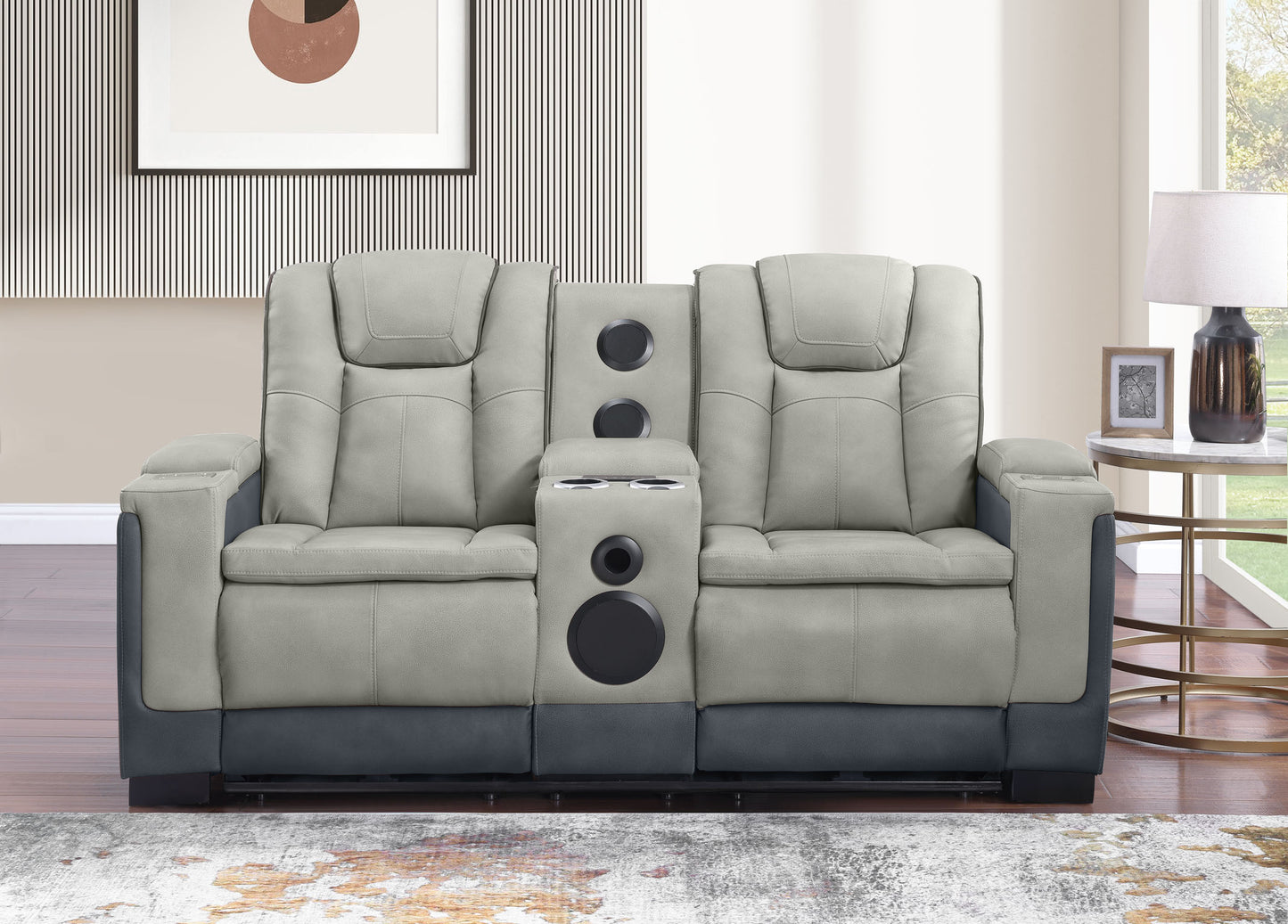 Molly Power Reclining Loveseat - Grey Beige