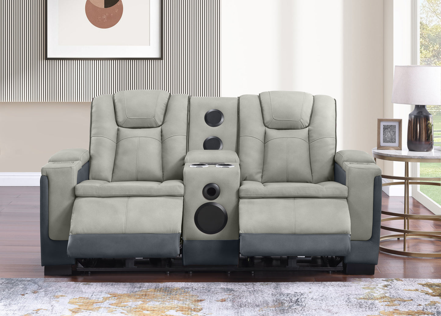 Molly Power Reclining Loveseat - Grey Beige