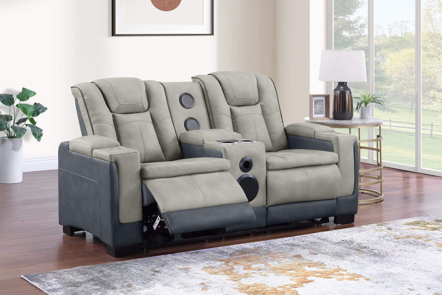 Molly Power Reclining Loveseat - Grey Beige