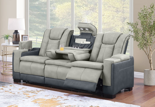 Molly Power Reclining Sofa - Grey Beige