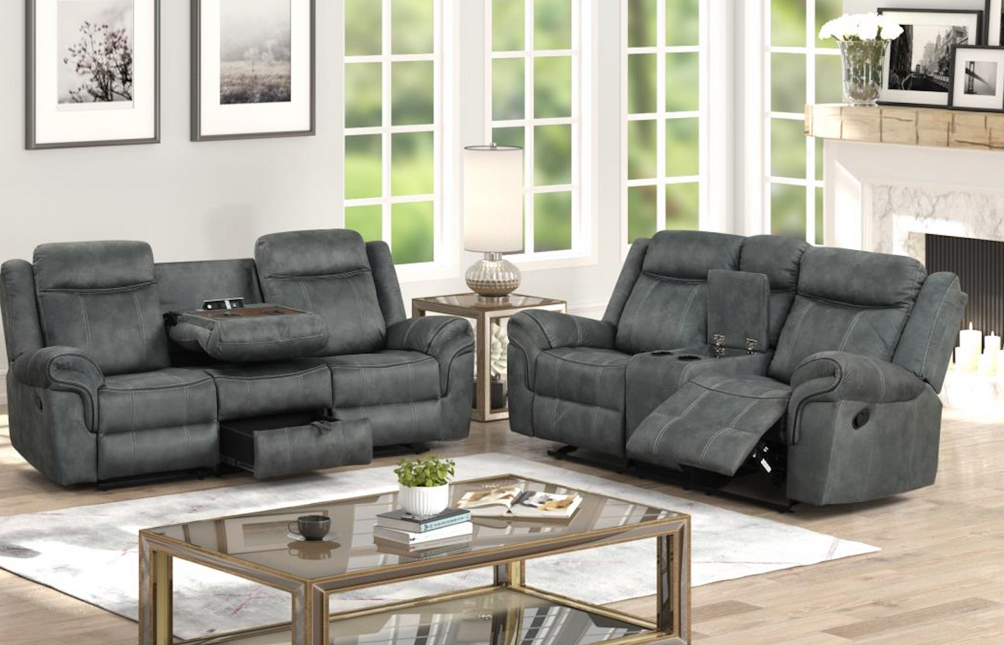 Palm Reclining Sofa & Loveseat Set