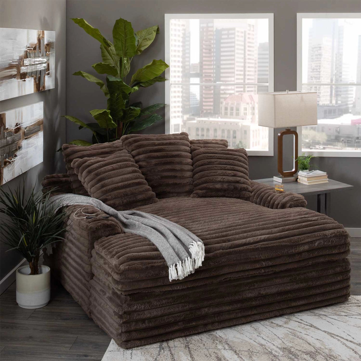 Oversized Snuggle Chaise Lounger - Chocolate