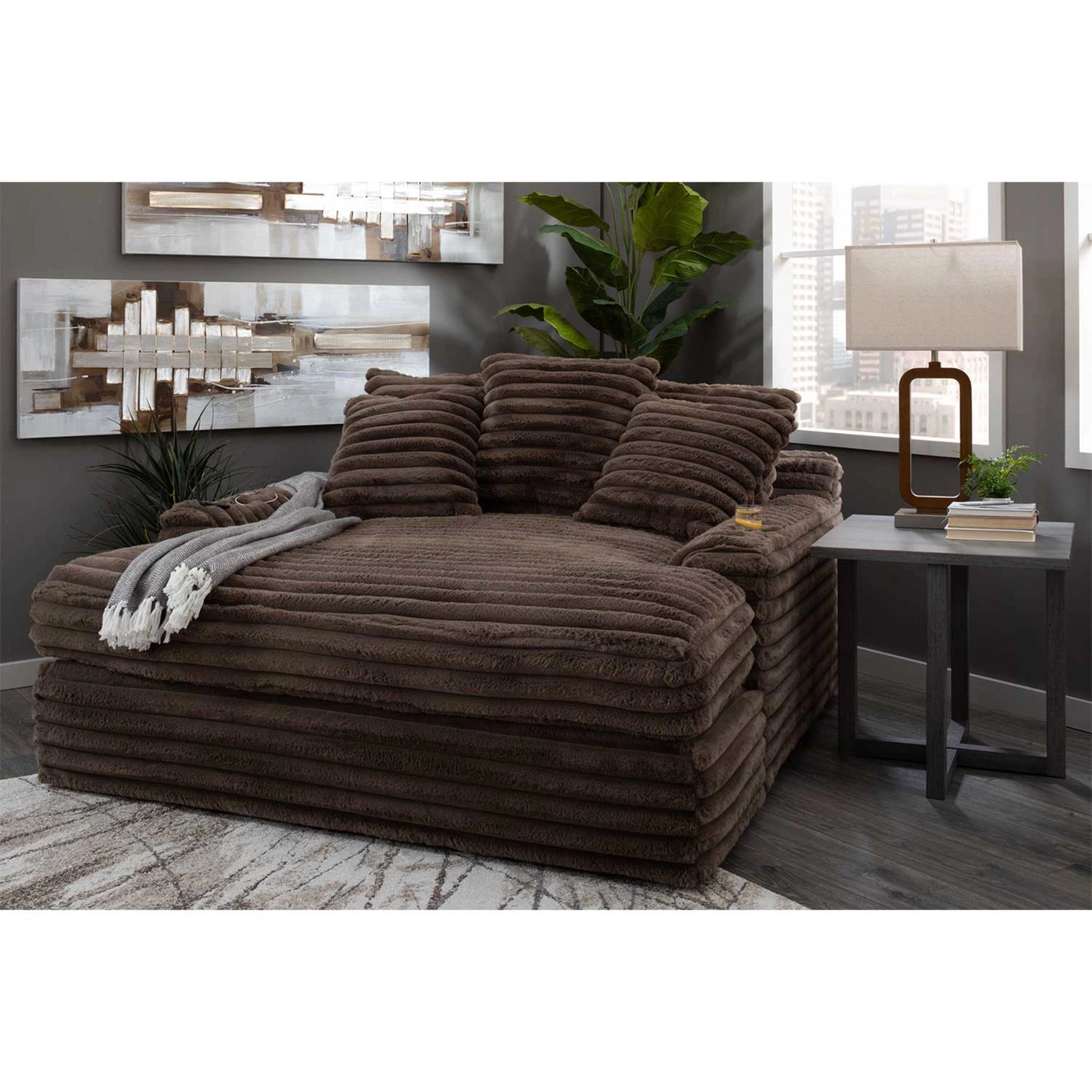 Oversized Snuggle Chaise Lounger - Chocolate