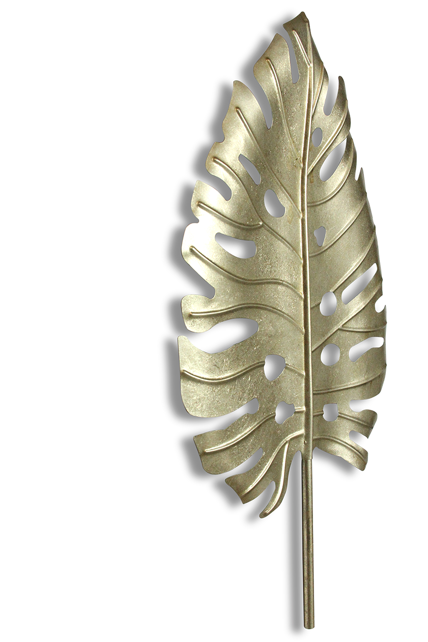 Single Tropical Gold Leaf Wall Art – 17"x31" Metal Accent