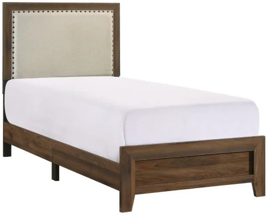 Reno Twin Bed Frame - Upholstered Brown