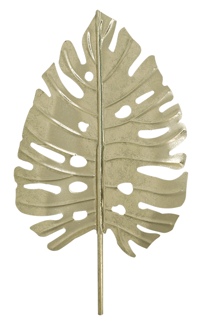 Single Tropical Gold Leaf Wall Art – 17"x31" Metal Accent