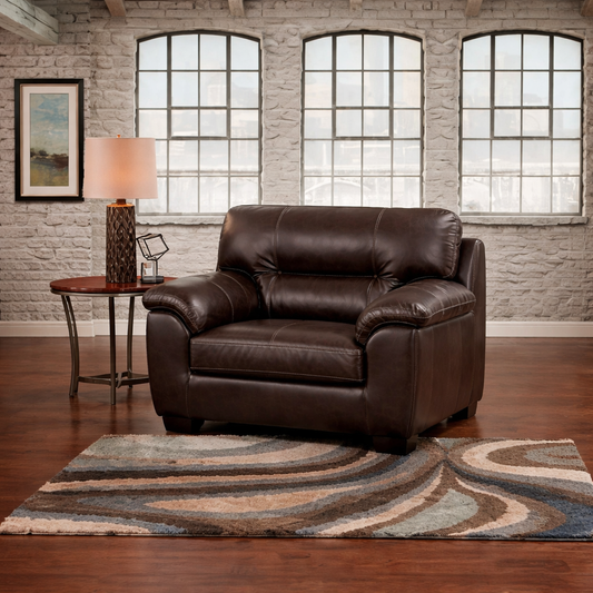 Austin Chocolate Pleather Chair & 1/2 - Chocolate Faux Leather Chair