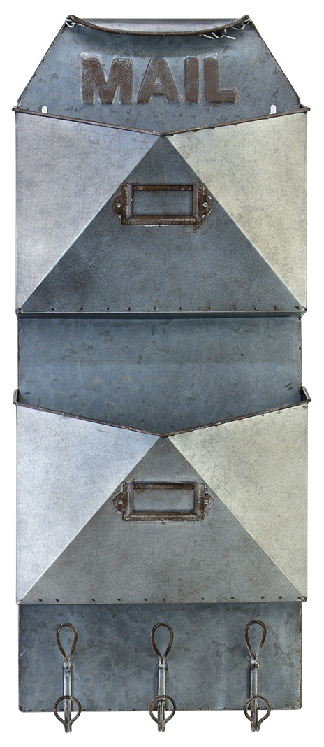 Industrial Mail & Key Holder Wall Art – 27"x12"