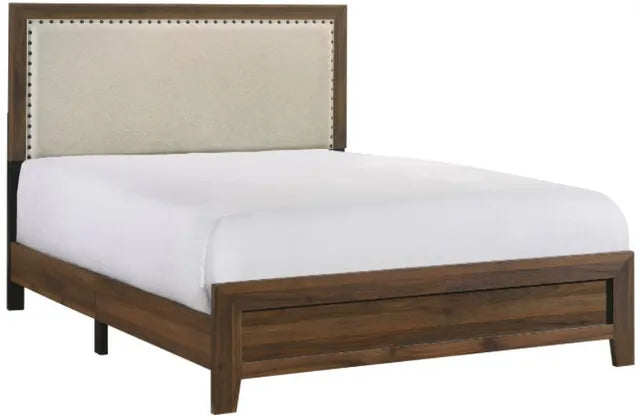 Reno Queen Bed Frame - Brown Upholstered