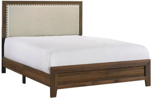 Reno Queen Bed Frame - Brown Upholstered