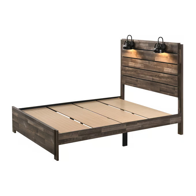 Carter Rustic Brown Queen Platform Bed Frame