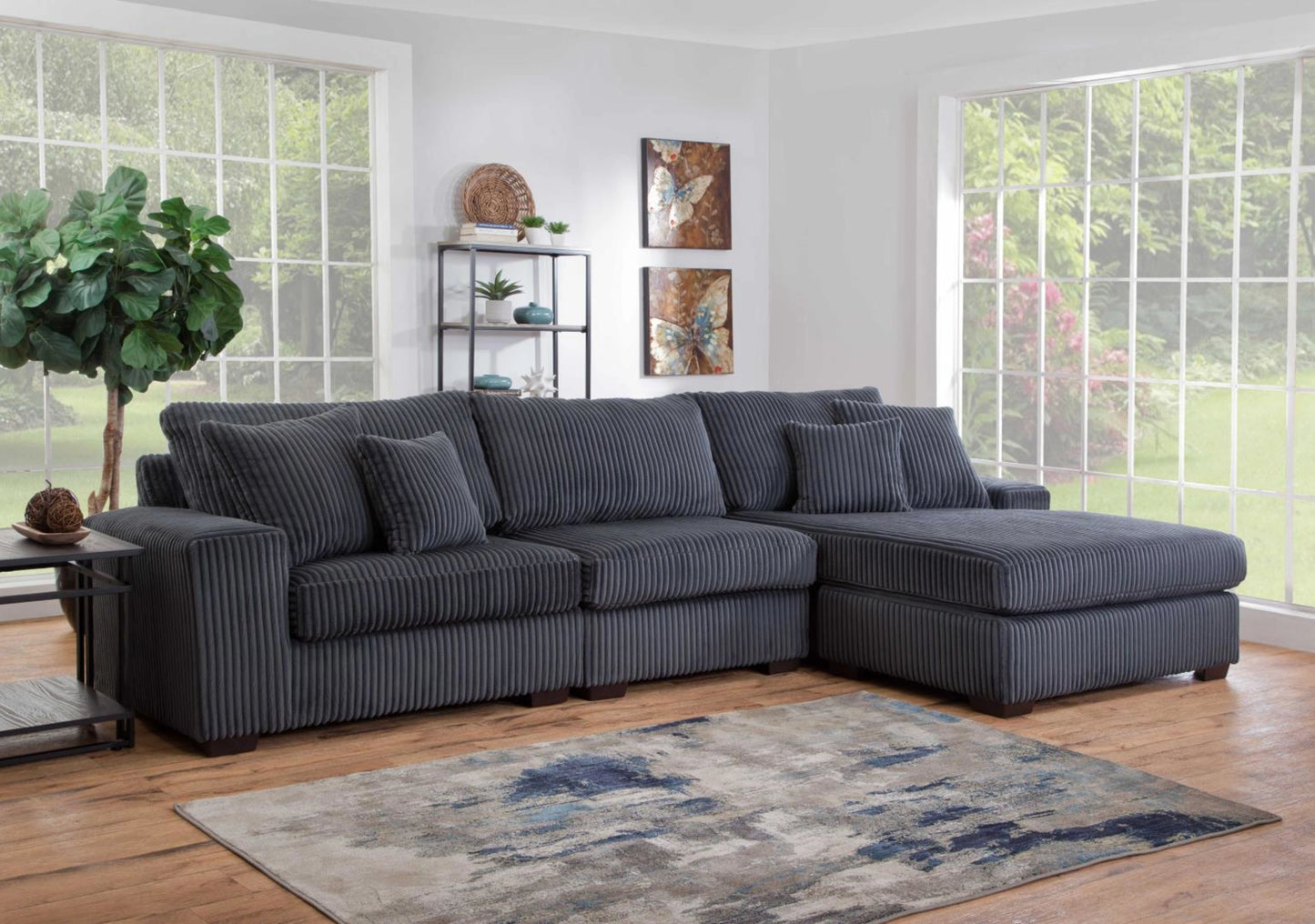 The Libby 3 Piece Charcoal Sectional