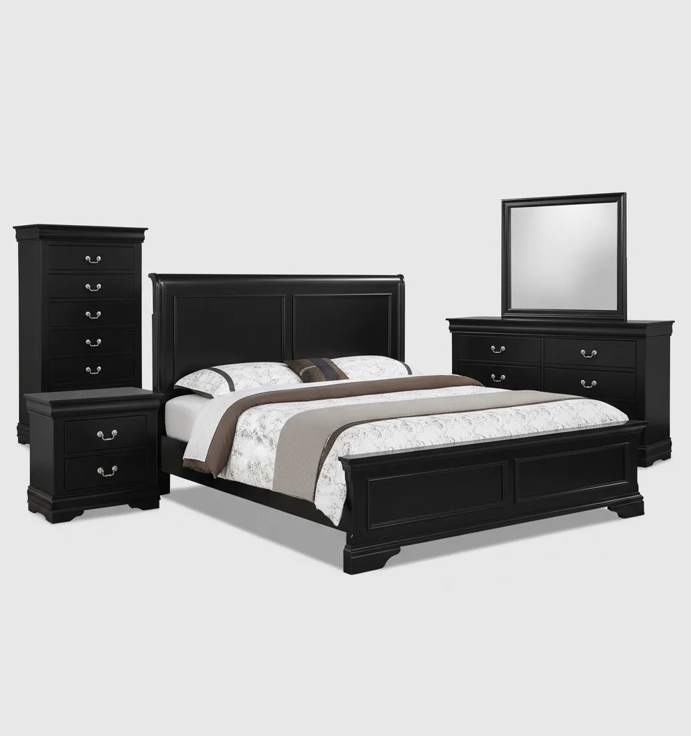 Austin Queen 5 Piece Bedroom Set - Black
