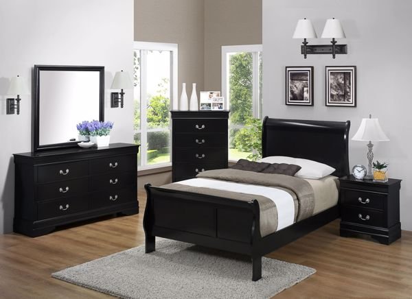 Austin Twin 5 Piece Bedroom Set - Black
